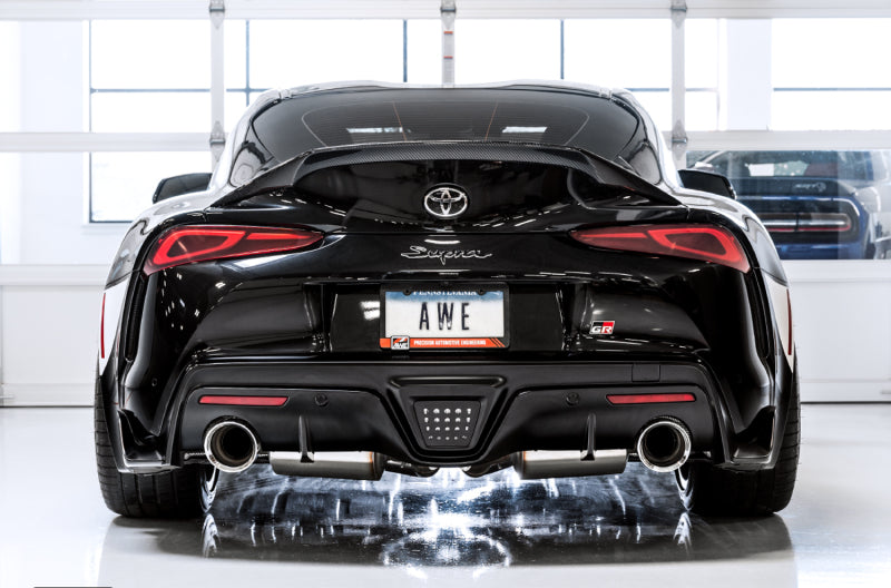 AWE TOURING EDITION EXHAUST - RESONATED - CHROME SILVER TIPS | GR SUPRA